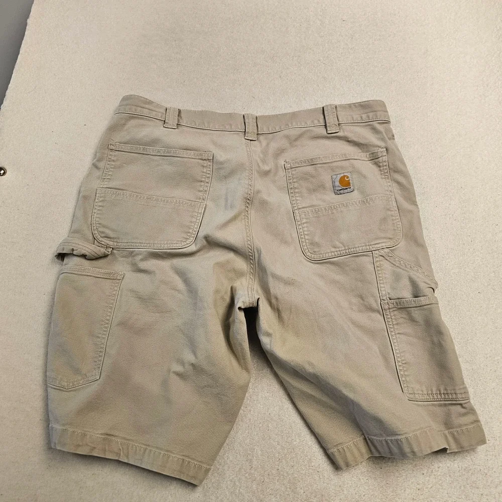 Carhartt Mens Relaxed Fit Canvas Work Shorts Tan Khaki Size 36x11 Utility Cargo